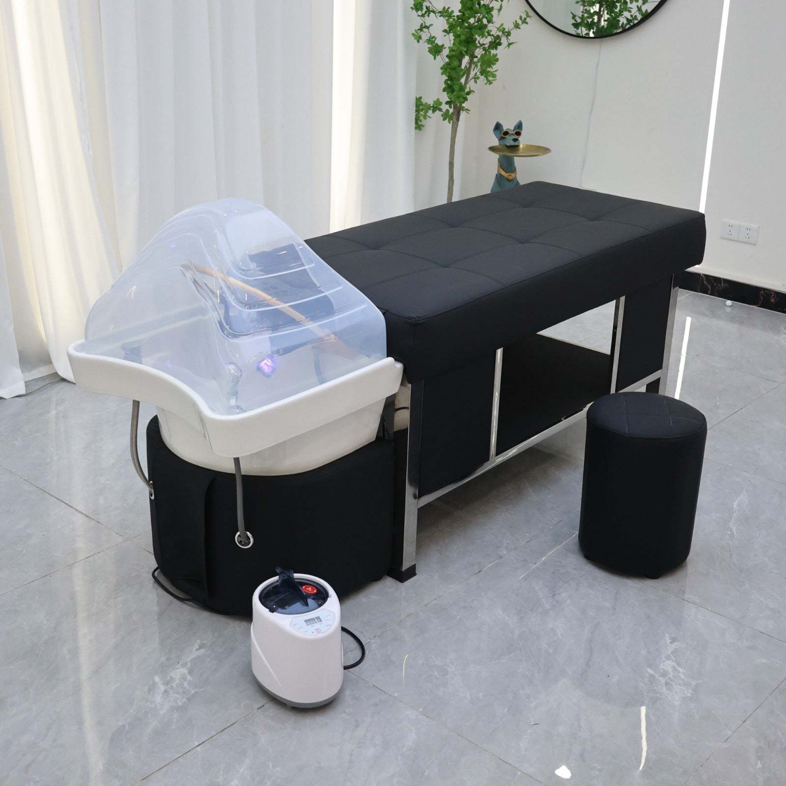 Plumbed Scalp Massage Bed - Ceramic Sink