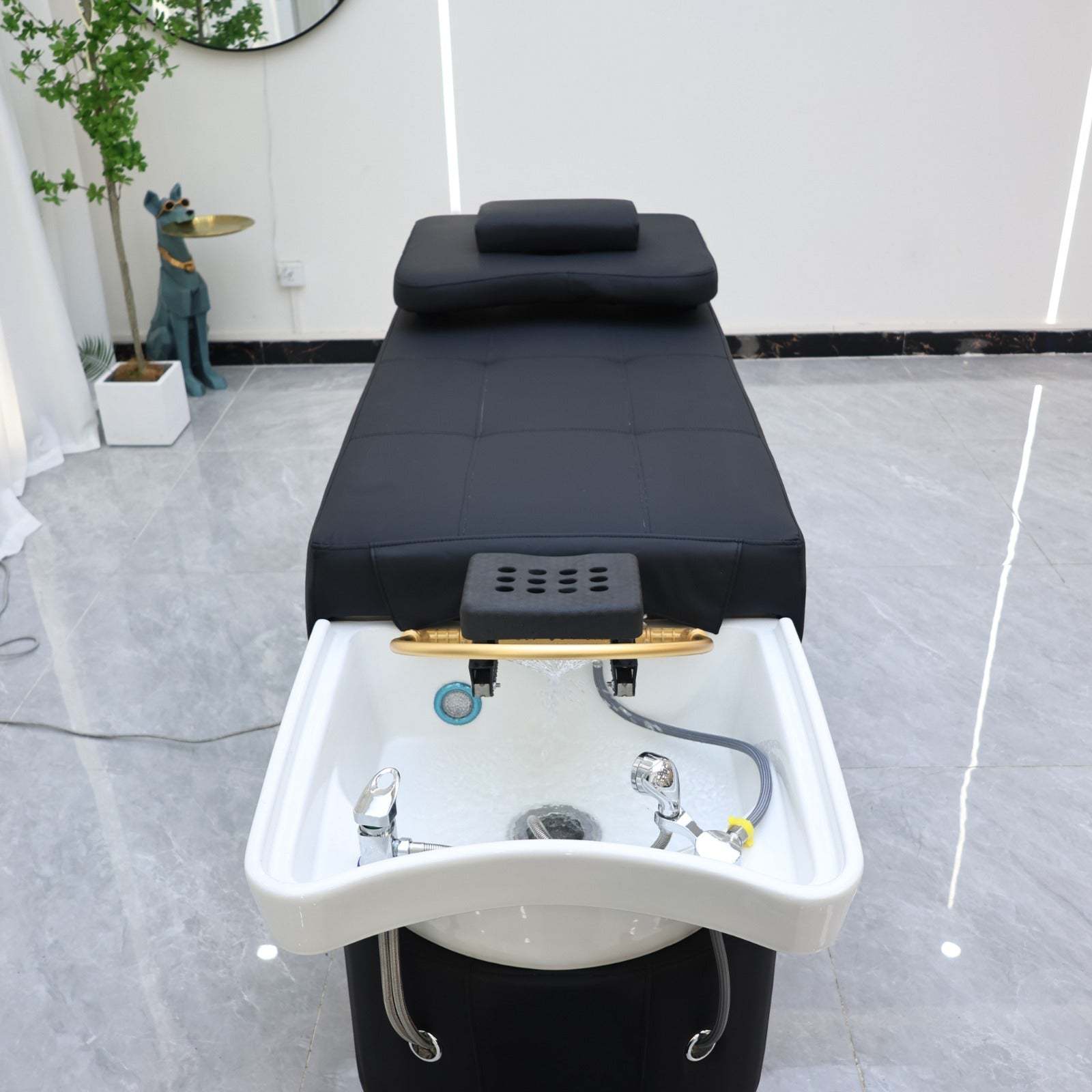 Plumbed Scalp Massage Bed - Ceramic Sink