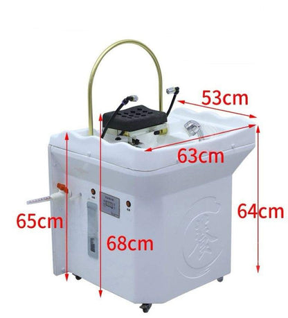 Scalp Massage Sink – Non-Plumbed with Tank featuring detachable water basin and refillable tank for hassle-free salon setup